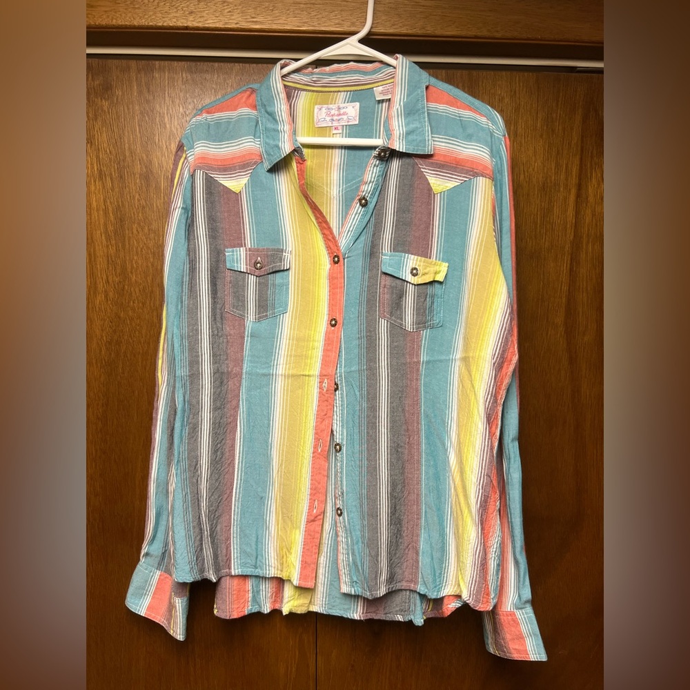 Panhandle Western Striped Serape Button Down Shirt